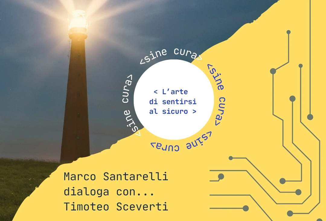 Marco Santarelli e l'artista Timoteo Sceverti durante l'intervista per la rubrica Sine Cura